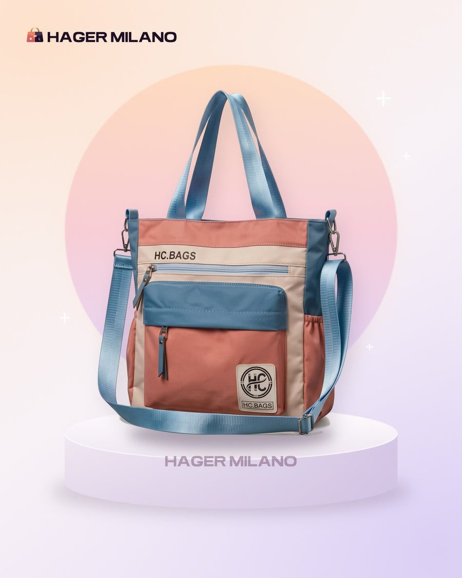 Colorblock Tote Baby-Blue
