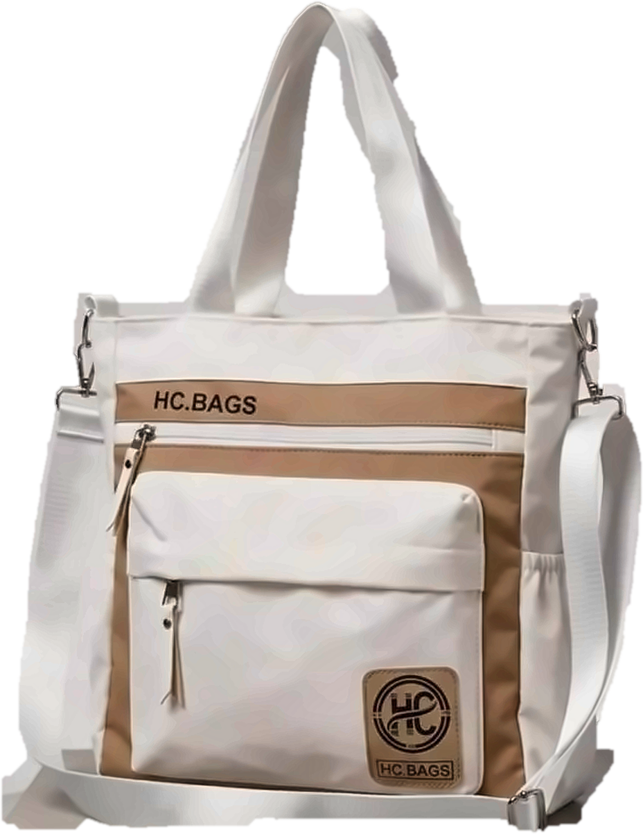 Colorblock Tote Off White